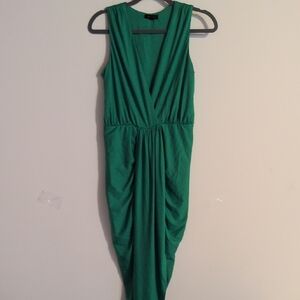 Miss Avenue Green Asymmetrical Pleated Maxi Dress